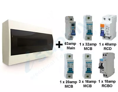 $129.99 • Buy COMPLETE Switchboard Combination For UNIT 18 Pole Surface/ Flush, RCD MCB Loaded