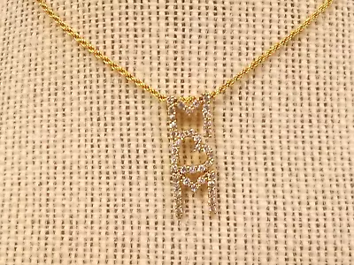 Cute Yellow Gold Tone Sterling Silver Rope Chain 19-1/2  W/ Cz Mom Pendant • $39.99
