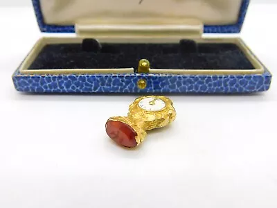 Georgian 18ct Gold & Carved Carnelian Dove Intaglio Clock Form Seal Fob C1800 • £395