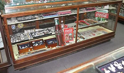 LARGE Old Antique 8 FT Wooden OAK & Glass Floor SHOWCASE DISPLAY CASE • $595