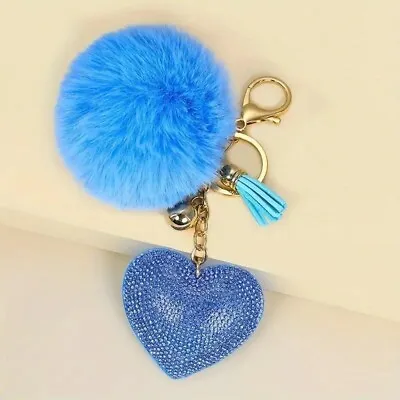 Blue Heart Shape Keychain Handbag Pendant Keychain Pendant Bag Charm Gift Women • $16.98