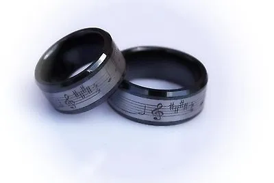 Music Note Ring - Tungsten & Ceramic Combination - Feels Like Velvet! • £67.14