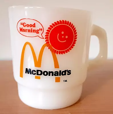 Vintage Milk Glass Mcdonald’s “good Morning” Coffee Mug – Euc • $15