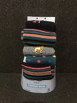 M&S 5 Pack Cool&Fresh Cotton Rich Socks UK 6-8.5 EU 39.5-42.5 Multicoloured • £9.99