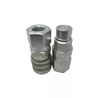 1/2 NPT Flat Face Hydraulic Quick Connect Coupler Coupling Set Skid Steer Fits • $35.99