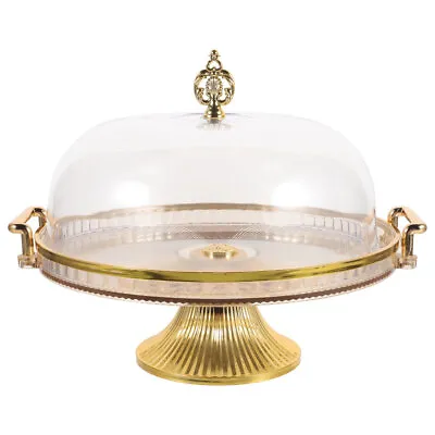 Vintage Cake Plate With Lid & Serving Tray For Parties & Weddings - Golden • £23.88