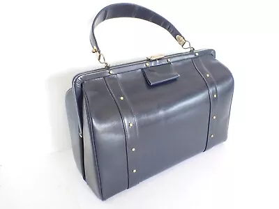 Vintage Small Doctor Style Bag Purse Satchel Blue Calf Leather Paristyle • $75