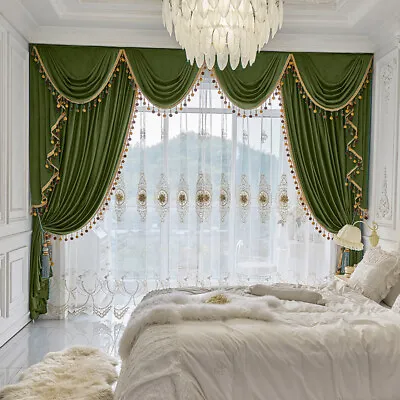 Custom Thick Luxury Velvet Green Cloth Blackout Curtain Valance Drape C1458* • $50