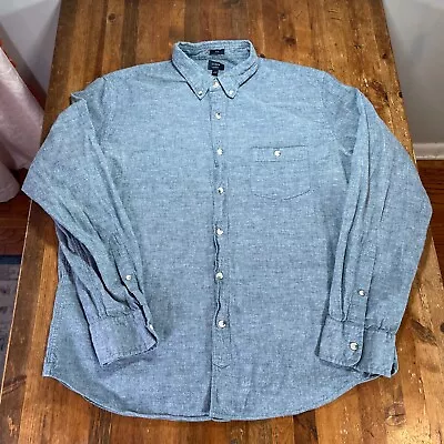 J Crew Shirt Mens XL Blue Chambray Button Up Slim Fit Preppy Casual • $17.99