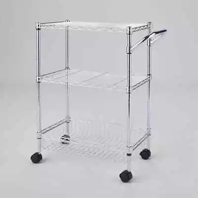 3 Tier Metal Utility Cart Chrome - Brightroom™: Rolling Kitchen Storage • $35