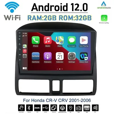 For HONDA CRV 2002-2006 GPS Navi 9  Android 12 Car Stereo Apple CarPlay Radio FM • $136.49