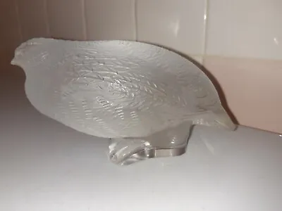 LALIQUE France Signed Crystal Frosted Quail Figurine 6  X 3.1  X 3.3  Tall • $564