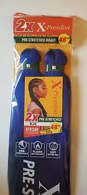 $7.99 • Buy X-pression Expression 100% Kanekalon Braid Hair 2X Pre-Stretched 48” Blue