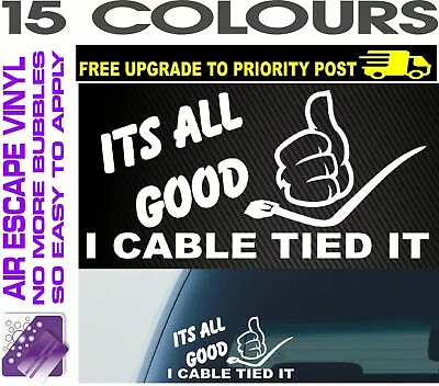 CABLE TIED IT Funny 4x4 Ute Car STICKER Caravan Camper 200mm Decal • $5.99