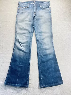 7 For All Man Kind Flare Leg A Pocket Medium Blue Wash Women Size 28 • $22