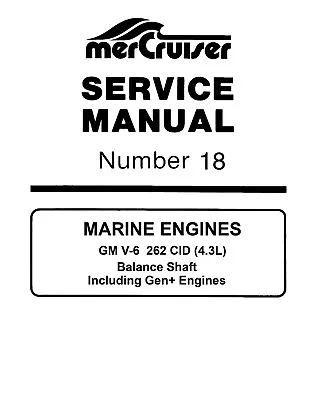 New Mercruiser Mercury Service Manual #18 Marine Engine GM V-6 262 CID 4.3L • $44.85