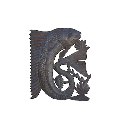 Handcrafted Haitian Metal Art Big Fish In The Sea Nautical Sea Life Wall Art • $39