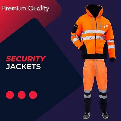 £15.99 • Buy Hi Viz Vis High Visibility Jacket Hoodie Work 3 Zip Hooded SweatShirt Fleece Top