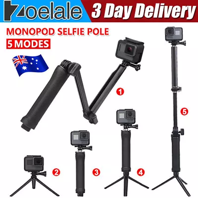 $12.89 • Buy Waterproof 3 Way Selfie Stick Tripod Monopod Pole Mount For GoPro Hero 9 8 7 6 5