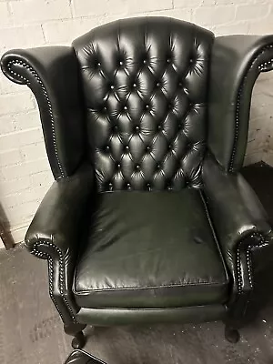 Chesterfield Queen Ann Chair Nice Classic Piece Lovely Rich Colour • £495