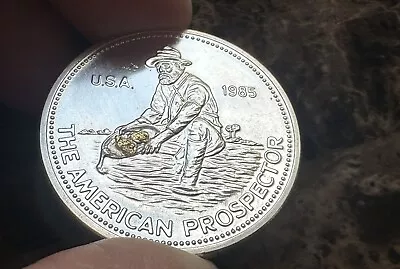 1985 ENGELHARD Silver Round AK Gold Nuggets American Prospector 1 Oz .999 • $55