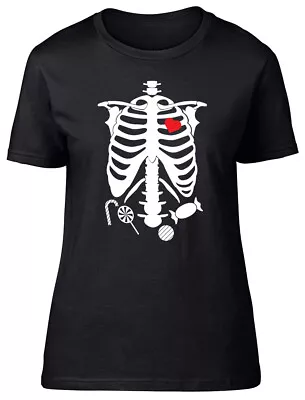 Halloween Skeleton Body Ladies Womens Fitted T-Shirt • £8.99