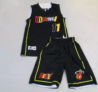 Miami Heat 2 Piece Set Top And Shorts Jersey Youth Large Reversible Black/White • $18.98