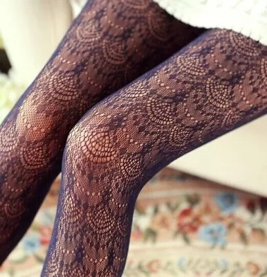 £8.99 • Buy Tights Lace CHANTILLY Crochet Mesh Retro Geometric Pattern Mod Fairy 8/10/12/14