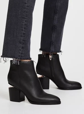 $175 • Buy Alexander Wang Gabi Ankle Boots Black/Silver Leather Cut Out Heels Quirky Unique