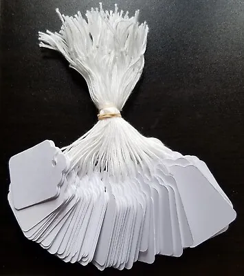 1000 Size #5 Blank White Merchandise Price Tags Strung With Strings Retail Label • $17.69