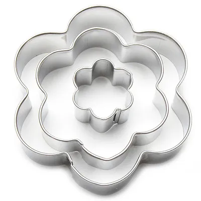 Cookie Cutter Set (3 Pcs) Flower Shapes Floral Hippy Cake Decorating Biscuits • £3.29