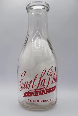 Earl LaPan's Dairy QT Milk Bottle Red Pyro Burlington VT RMB Collectables • $40.99