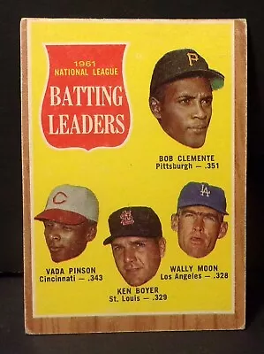 1961 Topps #52 N.L. Batting Leaders Clemente/Pinson/Boyer/Moon EX-VG • $15