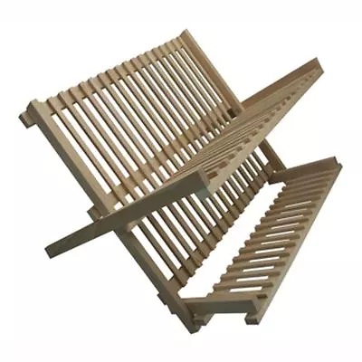 £15.99 • Buy Folding Beech Wood  Dish Plate Drainer Foldable Draining Board Wooden Rack New