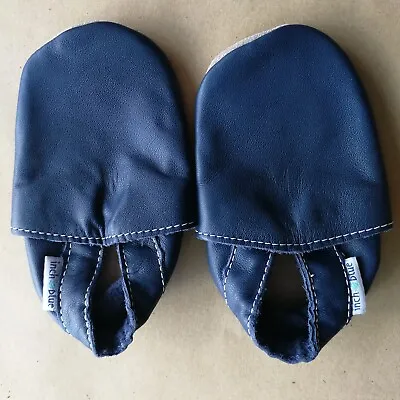 New Inch Blue Soft Leather Baby Boy Shoes Blue  6-12 Months Darker Blue • £5