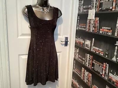 Ladies Dress Size 14. Beautiful Black Sparkle Shift Dress Cruise Event. Etc • £16.65