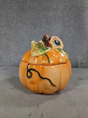 Vtg Royal Norfolk Fall Thanksgiving Halloween Ceramic Pumpkin Candy Cookie Jar • $24.98