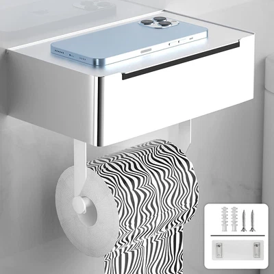 $25.95 • Buy Bathroom Toilet Paper Roll Holder Wall Mounted With Mobile Phone Storage Shelf