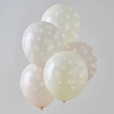 Daisy Flower Balloon Decorations | Floral Birthday Pink Cream Taupe Tea Party • £6.75