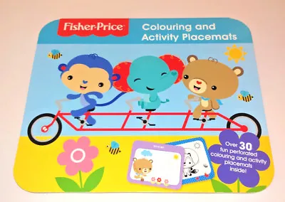 FISHER PRICE COLOURING & ACTIVITY PLACEMATS PAD Meal Time Table Play 30+ Perf Sh • £7.95