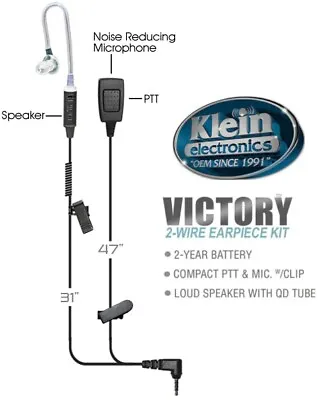 Klein VICTORY 2 Wire Push-to-Talk Earpiece For KODIAK On Android • $48.75