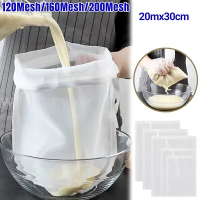 20x30cm Micron Reusable Nylon Mesh Food Strainer Filter Bag For Nut Milk Coffee • £6.83