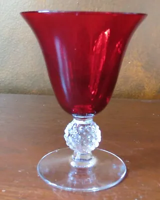 Morgantown Golf Ball Ruby Red #7643 Stem Oyster/Fruit Cocktail Goblet(s) • $14.99