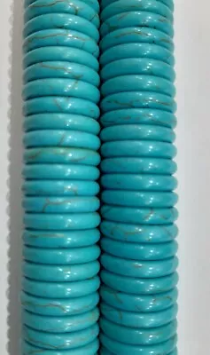 Iolite Turquoise 16X3MM Plain Coin RONDELLE APPR.130 Beads 1STRAND 2Strands 1LOT • £15