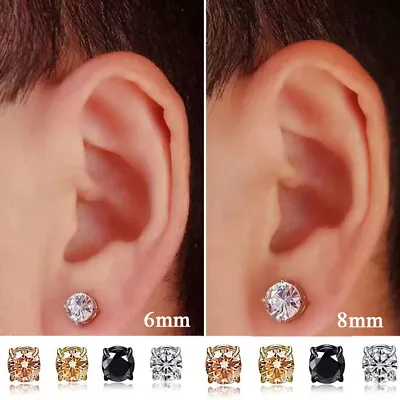 Mens & Women Clip On Earrings Non-Piercing Zircon Magnetic Ear Stud Crystal • $2.85