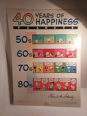 Vintage Peanuts 40 Years Of Happiness Hallmark Poster Lot #425 • $18.99