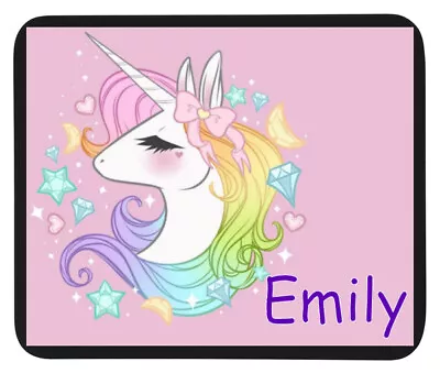 Personalised UNICORN Mouse Mat Pad | Text Name Customised - Pick Colour & Font! • £4.95