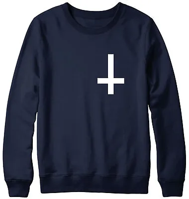 £19.99 • Buy Inverted Cross Breast Print Mens Womans Funny Unisex Pocket Sweatshirt