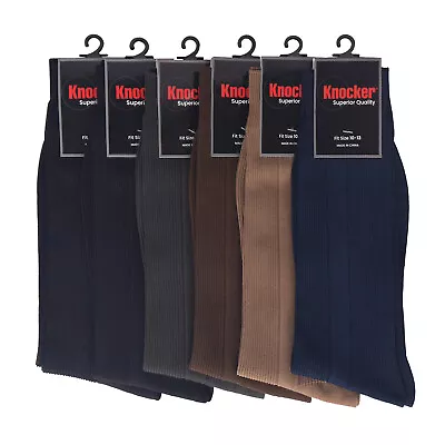 Men Dress Socks 12 Pairs Lot Ribbed Crew Style Casual Fashion Size 9-11 10-13 • $9.49