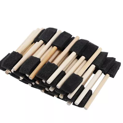 50Pcs Foam Brush Black Sponge Wood Handle Paint Brush Drawing Graffiti Tools NC3 • $15.12